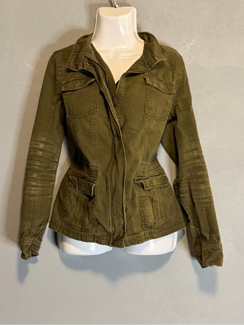 Y2K Olive Utility Cargo Jacket Merona Petite Small S